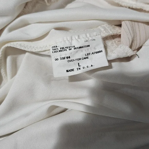 Vintage 90s cream/gold chiffon sweetheart neckline blouseSize large - Picture 4 of 5